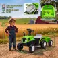 Tractor Eléctrico para Niños con Remolque Desmontable 6V Luces Música Claxon Pedal para Niños 1-3 Años 2,5 km/h Verde