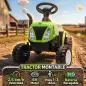Tractor Eléctrico para Niños con Remolque Desmontable 6V Luces Música Claxon Pedal para Niños 1-3 Años 2,5 km/h Verde