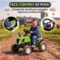 Tractor Eléctrico para Niños con Remolque Desmontable 6V Luces Música Claxon Pedal para Niños 1-3 Años 2,5 km/h Verde
