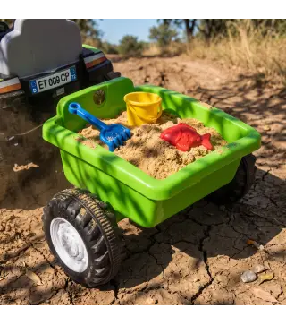 Tractor Eléctrico para Niños con Remolque Desmontable 6V Luces Música Claxon Pedal para Niños 1-3 Años 2,5 km/h Verde