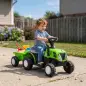 Tractor Eléctrico para Niños con Remolque Desmontable 6V Luces Música Claxon Pedal para Niños 1-3 Años 2,5 km/h Verde