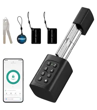 Cerradura Inteligente 5 en 1 con Huella App Tuya Bluetooth Código Tarjeta NFC/RF Llave Códigos Temporales