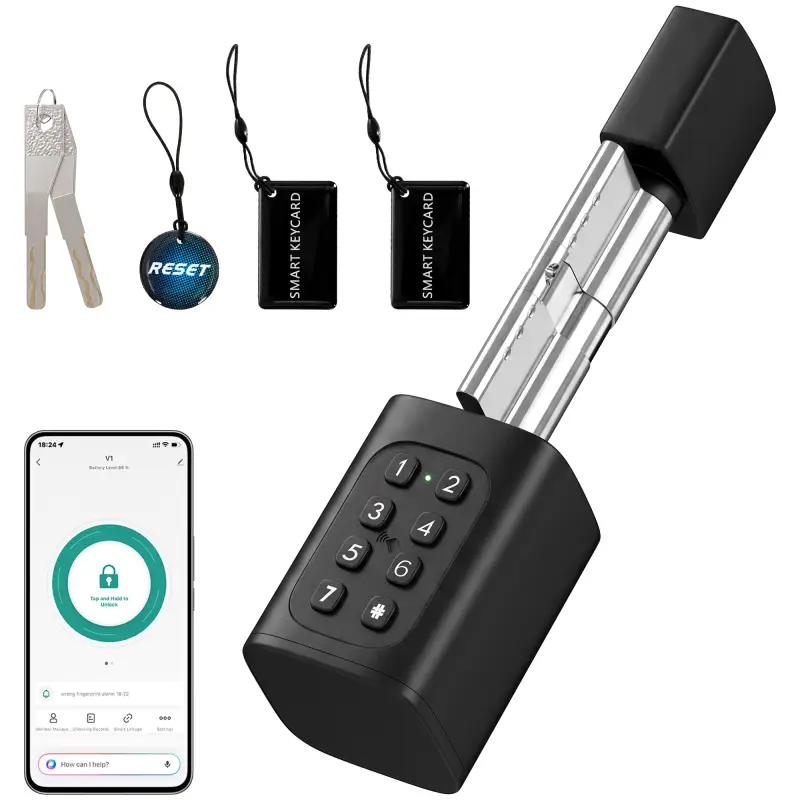 Cerradura Inteligente 5 en 1 con Huella App Tuya Bluetooth Código Tarjeta NFC/RF Llave Códigos Temporales