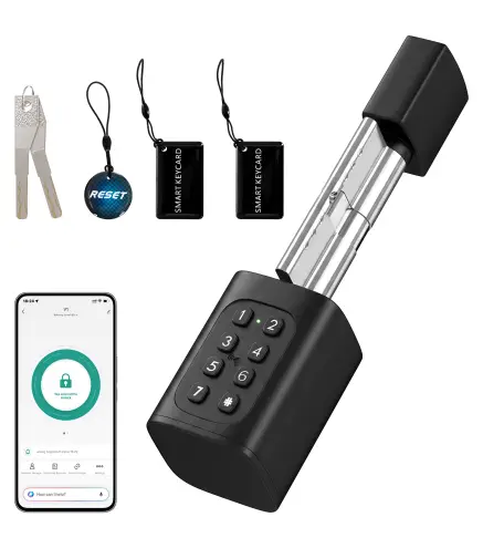 Cerradura Inteligente 5 en 1 con Huella App Tuya Bluetooth Código Tarjeta NFC/RF Llave Códigos Temporales
