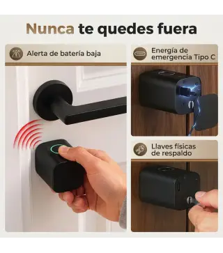 Cerradura Inteligente 5 en 1 con Huella App Tuya Bluetooth Código Tarjeta NFC/RF Llave Códigos Temporales