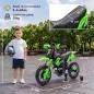 Moto Eléctrica Niños 12V con 2 Ruedas Auxiliares Desmontables 2 Motores Suspensión Trasera 3 km/h 3-6 Años Verde Moto Eléctrica Niños 12V con 2 Ruedas Auxiliares Desmontables 2 Motores Suspensión Trasera 3 km/h 3-6 Años Verde