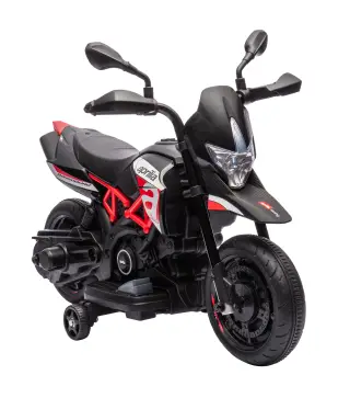 Moto Eléctrica Niños 6V Licencia APRILIA Ruedas Auxiliares Adelante/Atrás Batería de Litio Música 18 Meses-4 Años Rojo