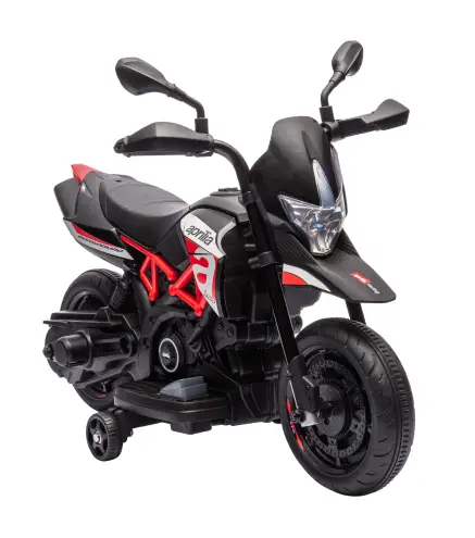 Moto Eléctrica Niños 6V Licencia APRILIA Ruedas Auxiliares Adelante/Atrás Batería de Litio Música 18 Meses-4 Años Rojo