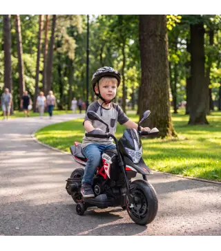 Moto Eléctrica Niños 6V Licencia APRILIA Ruedas Auxiliares Adelante/Atrás Batería de Litio Música 18 Meses-4 Años Rojo
