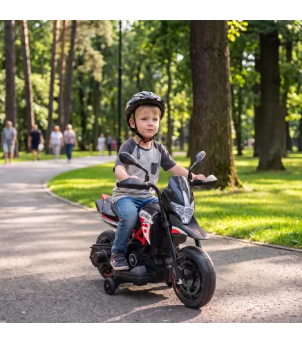 Moto Eléctrica Niños 6V Licencia APRILIA Ruedas Auxiliares Adelante/Atrás Batería de Litio Música 18 Meses-4 Años Rojo