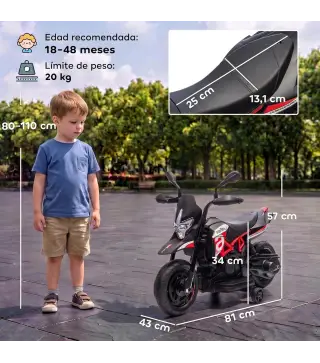 Moto Eléctrica Niños 6V Licencia APRILIA Ruedas Auxiliares Adelante/Atrás Batería de Litio Música 18 Meses-4 Años Rojo