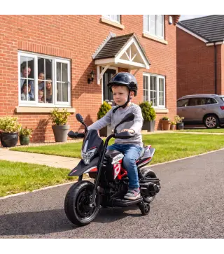 Moto Eléctrica Niños 6V Licencia APRILIA Ruedas Auxiliares Adelante/Atrás Batería de Litio Música 18 Meses-4 Años Rojo