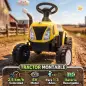 Tractor Eléctrico para Niños con Remolque Desmontable 6V Luces Música Claxon Pedal Niños 1-3 Años 2,5 km/h Amarillo