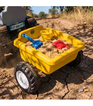 Tractor Eléctrico para Niños con Remolque Desmontable 6V Luces Música Claxon Pedal Niños 1-3 Años 2,5 km/h Amarillo