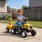 Tractor Eléctrico para Niños con Remolque Desmontable 6V Luces Música Claxon Pedal Niños 1-3 Años 2,5 km/h Amarillo