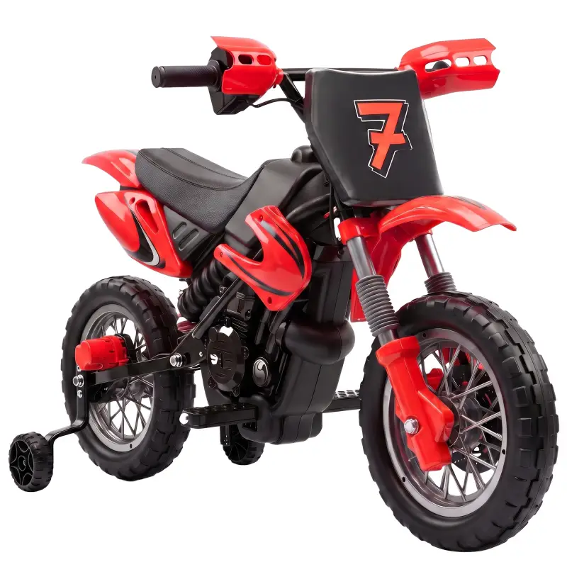 Moto Eléctrica Niños 12V con 2 Ruedas Auxiliares Desmontables 2 Motores Suspensión Trasera 3 km/h 3-6 Años Rojo Moto Eléctrica Niños 12V con 2 Ruedas Auxiliares Desmontables 2 Motores Suspensión Trasera 3 km/h 3-6 Años Rojo
