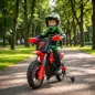 Moto Eléctrica Niños 12V con 2 Ruedas Auxiliares Desmontables 2 Motores Suspensión Trasera 3 km/h 3-6 Años Rojo Moto Eléctrica Niños 12V con 2 Ruedas Auxiliares Desmontables 2 Motores Suspensión Trasera 3 km/h 3-6 Años Rojo