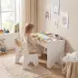 Juego de Mesa Infantil con Silla con Cajón Mesa y Silla Infantil Montessori 3 a 8 Años Blanco y Madera Natural Juego de Mesa Infantil con Silla con Cajón Mesa y Silla Infantil Montessori 3 a 8 Años Blanco y Madera Natural