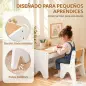 Juego de Mesa Infantil con Silla con Cajón Mesa y Silla Infantil Montessori 3 a 8 Años Blanco y Madera Natural Juego de Mesa Infantil con Silla con Cajón Mesa y Silla Infantil Montessori 3 a 8 Años Blanco y Madera Natural