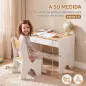 Juego de Mesa Infantil con Silla con Cajón Mesa y Silla Infantil Montessori 3 a 8 Años Blanco y Madera Natural Juego de Mesa Infantil con Silla con Cajón Mesa y Silla Infantil Montessori 3 a 8 Años Blanco y Madera Natural