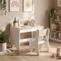 Juego de Mesa Infantil con Silla con Cajón Mesa y Silla Infantil Montessori 3 a 8 Años Blanco y Madera Natural Juego de Mesa Infantil con Silla con Cajón Mesa y Silla Infantil Montessori 3 a 8 Años Blanco y Madera Natural