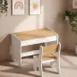 Juego de Mesa Infantil con Silla con Cajón Mesa y Silla Infantil Montessori 3 a 8 Años Blanco y Madera Natural Juego de Mesa Infantil con Silla con Cajón Mesa y Silla Infantil Montessori 3 a 8 Años Blanco y Madera Natural