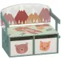 Banco Infantil Convertible 3 en 1 Juego de Mesa y Silla Baúl de Juguetes con 2 Cajones de Tela 3-6 Años Verde