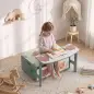 Banco Infantil Convertible 3 en 1 Juego de Mesa y Silla Baúl de Juguetes con 2 Cajones de Tela 3-6 Años Verde