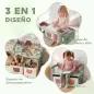 Banco Infantil Convertible 3 en 1 Juego de Mesa y Silla Baúl de Juguetes con 2 Cajones de Tela 3-6 Años Verde