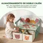 Banco Infantil Convertible 3 en 1 Juego de Mesa y Silla Baúl de Juguetes con 2 Cajones de Tela 3-6 Años Verde