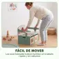 Banco Infantil Convertible 3 en 1 Juego de Mesa y Silla Baúl de Juguetes con 2 Cajones de Tela 3-6 Años Verde