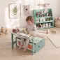 Banco Infantil Convertible 3 en 1 Juego de Mesa y Silla Baúl de Juguetes con 2 Cajones de Tela 3-6 Años Verde