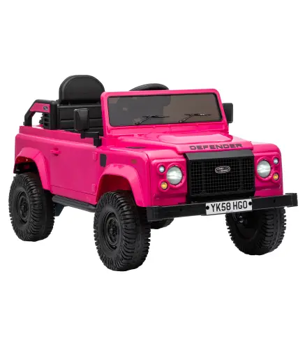Coche Eléctrico Niños 12V Licencia Land Rover Defender Control Remoto 2,4G 2 Motores Arranque Suave Faros +3 Años Rosa