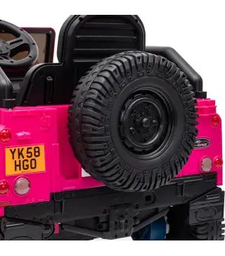 Coche Eléctrico Niños 12V Licencia Land Rover Defender Control Remoto 2,4G 2 Motores Arranque Suave Faros +3 Años Rosa