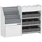 Estantería Infantil Juguetes con 8 Cestas de Tela Cajón con Ruedas Librería Estante Abierto 3-8 Años 109x30x80cm Blanco