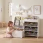 Estantería Infantil Juguetes con 8 Cestas de Tela Cajón con Ruedas Librería Estante Abierto 3-8 Años 109x30x80cm Blanco