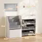 Estantería Infantil Juguetes con 8 Cestas de Tela Cajón con Ruedas Librería Estante Abierto 3-8 Años 109x30x80cm Blanco
