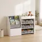 Estantería Infantil Juguetes con 8 Cestas de Tela Cajón con Ruedas Librería Estante Abierto 3-8 Años 109x30x80cm Blanco