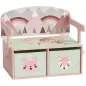Banco Infantil Convertible 3 en 1 Juego de Mesa y Silla Baúl de Juguetes con 2 Cajones de Tela 3-6 Años Rosa Banco Infantil Convertible 3 en 1 Juego de Mesa y Silla Baúl de Juguetes con 2 Cajones de Tela 3-6 Años Rosa