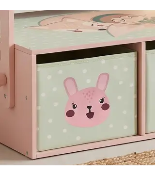 Banco Infantil Convertible 3 en 1 Juego de Mesa y Silla Baúl de Juguetes con 2 Cajones de Tela 3-6 Años Rosa