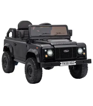 Coche Eléctrico Niños 12V Licencia Land Rover Defender Control Remoto 2,4G 2 Motores Arranque Suave Faros +3 Años Negro