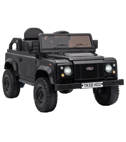 Coche Eléctrico Niños 12V Licencia Land Rover Defender Control Remoto 2,4G 2 Motores Arranque Suave Faros +3 Años Negro