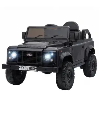 Coche Eléctrico Niños 12V Licencia Land Rover Defender Control Remoto 2,4G 2 Motores Arranque Suave Faros +3 Años Negro