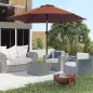 Sombrilla para Jardín Ø260x235 cm Parasol de Aluminio Reclinable con Manivela y 6 Varillas de Metal Café