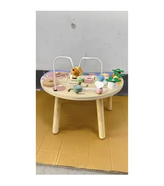Mesa de Actividades para Bebé 1-3 Años 6 en 1 Montessori con Engranajes Laberinto de Cuentas Reloj Giratorio Zanahorias