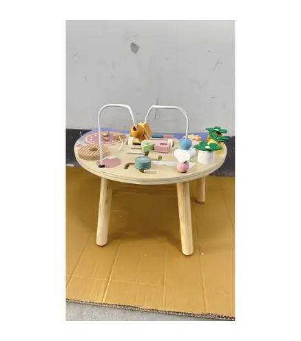 Mesa de Actividades para Bebé 1-3 Años 6 en 1 Montessori con Engranajes Laberinto de Cuentas Reloj Giratorio Zanahorias