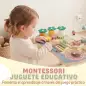Mesa de Actividades para Bebé 1-3 Años 6 en 1 Montessori con Engranajes Laberinto de Cuentas Reloj Giratorio Zanahorias