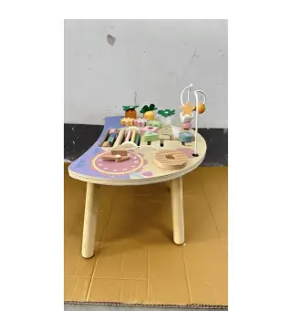 Mesa de Actividades para Bebé 1-3 Años 6 en 1 Montessori con Engranajes Laberinto de Cuentas Reloj Giratorio Zanahorias