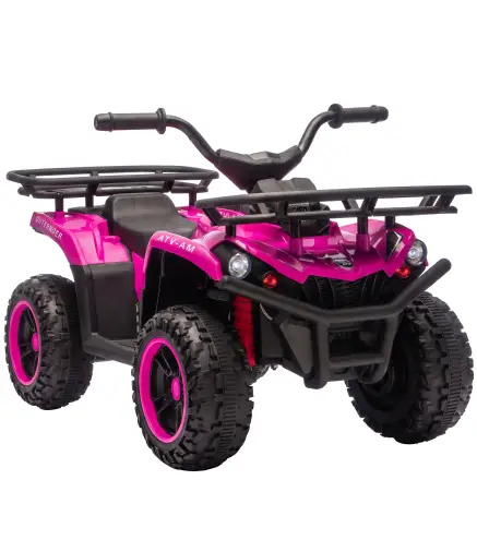 Quad Eléctrico para Niños 12V 2 Motores Batería de Litio Arranque Suave 2 Cestas Música MP3 Faros 3-8 Años Rosa