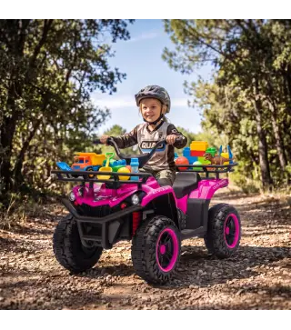 Quad Eléctrico para Niños 12V 2 Motores Batería de Litio Arranque Suave 2 Cestas Música MP3 Faros 3-8 Años Rosa